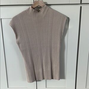 Calligraphie Ribbed Sleeveless Top in Beige